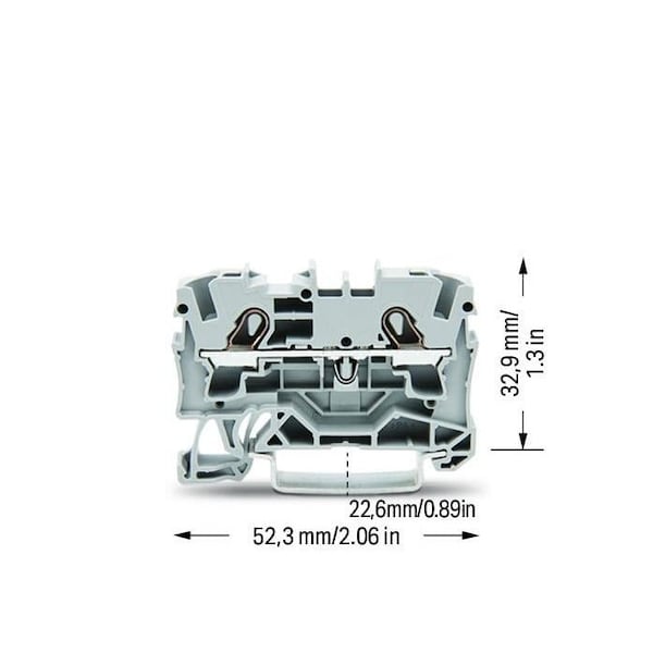 Bloques de terminales de paso de 2 conductores, calibre 10 AWG - 20 AWG, color gris, Wago - 2004-1201