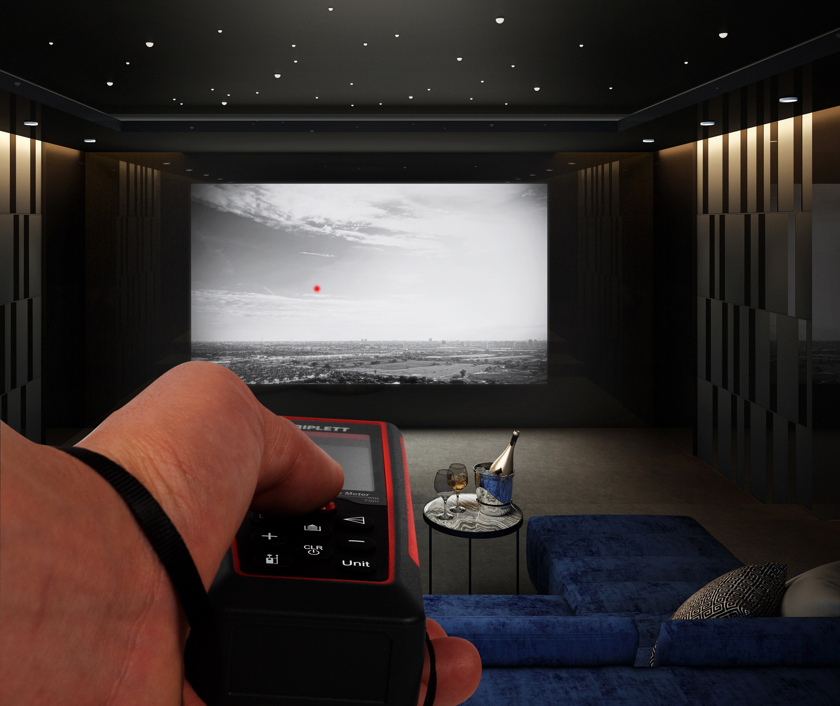 Medidor de distancia láser rojo para interiores/exteriores TRIPLETT de 230 pies con pantalla retroiluminada LD70
