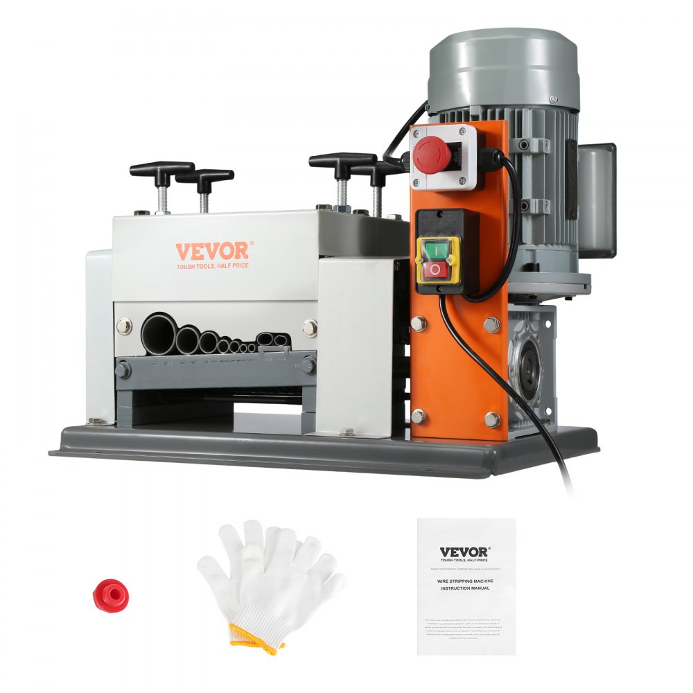 VEVOR Automatic Wire Stripping Machine, 0.06''-1.57'' Electric Motorized Cable Stripper, 1500 W, 88 ft/min Wire Peeler with Double Blades (Cut/Peel), 9 Channels for Scrap Copper Recycling - BXJLSDD1500W924XFV1