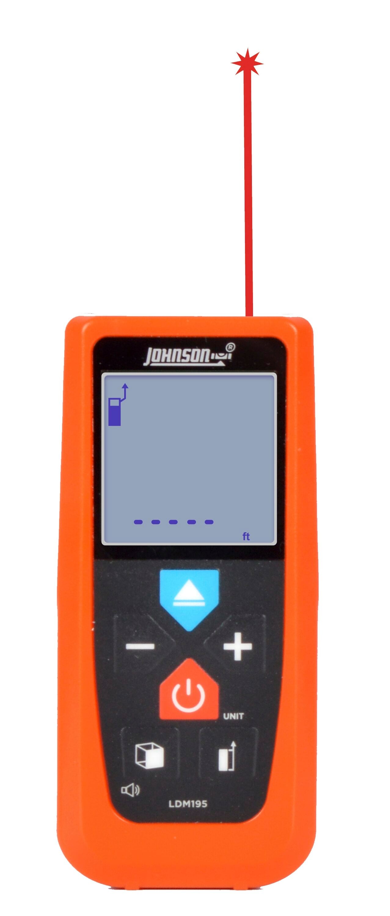 Medidor de distancia láser Johnson Level de 195.0 pies con pantalla retroiluminada para interiores/exterior
