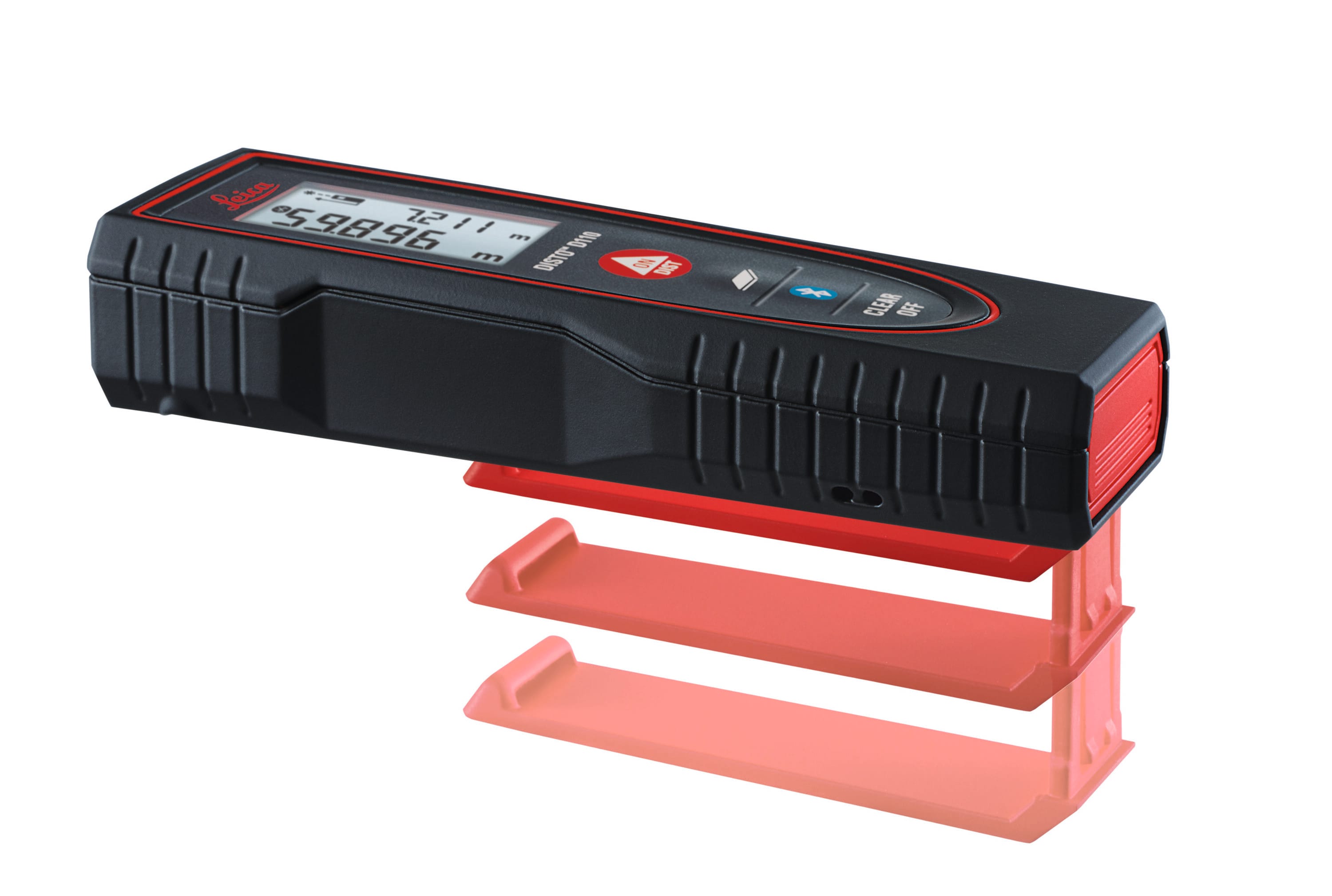 Medidor de distancia láser rojo para interiores de Leica Geosystems de 200.0 pies con pantalla retroiluminada y compatibilidad Bluetooth E7100I.