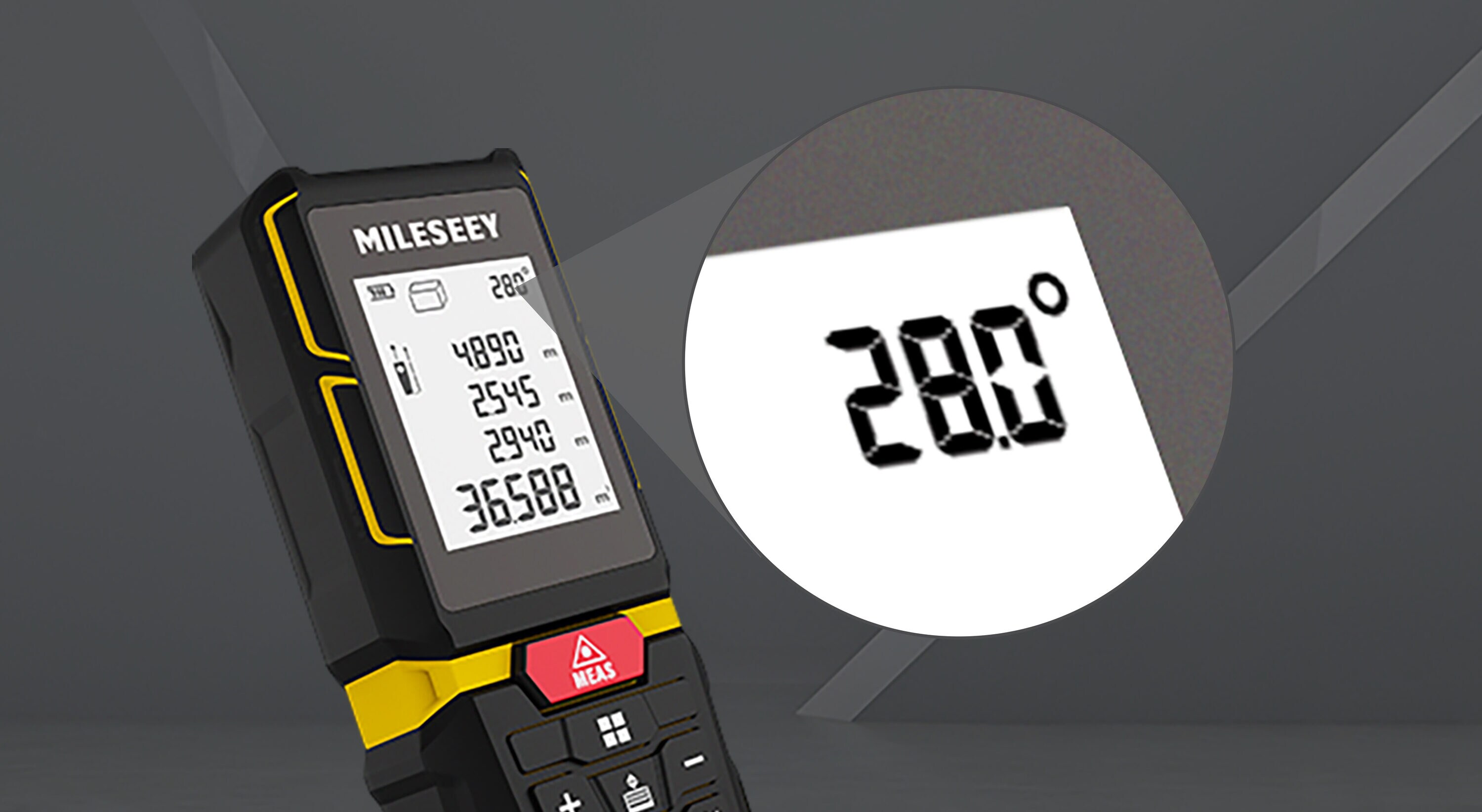 Juego de ángulo de esquina extensible MILESEEY G7, calculadora inteligente con medidor láser rojo de distancia de 330 pies para interiores y exteriores con pantalla retroiluminada G7.