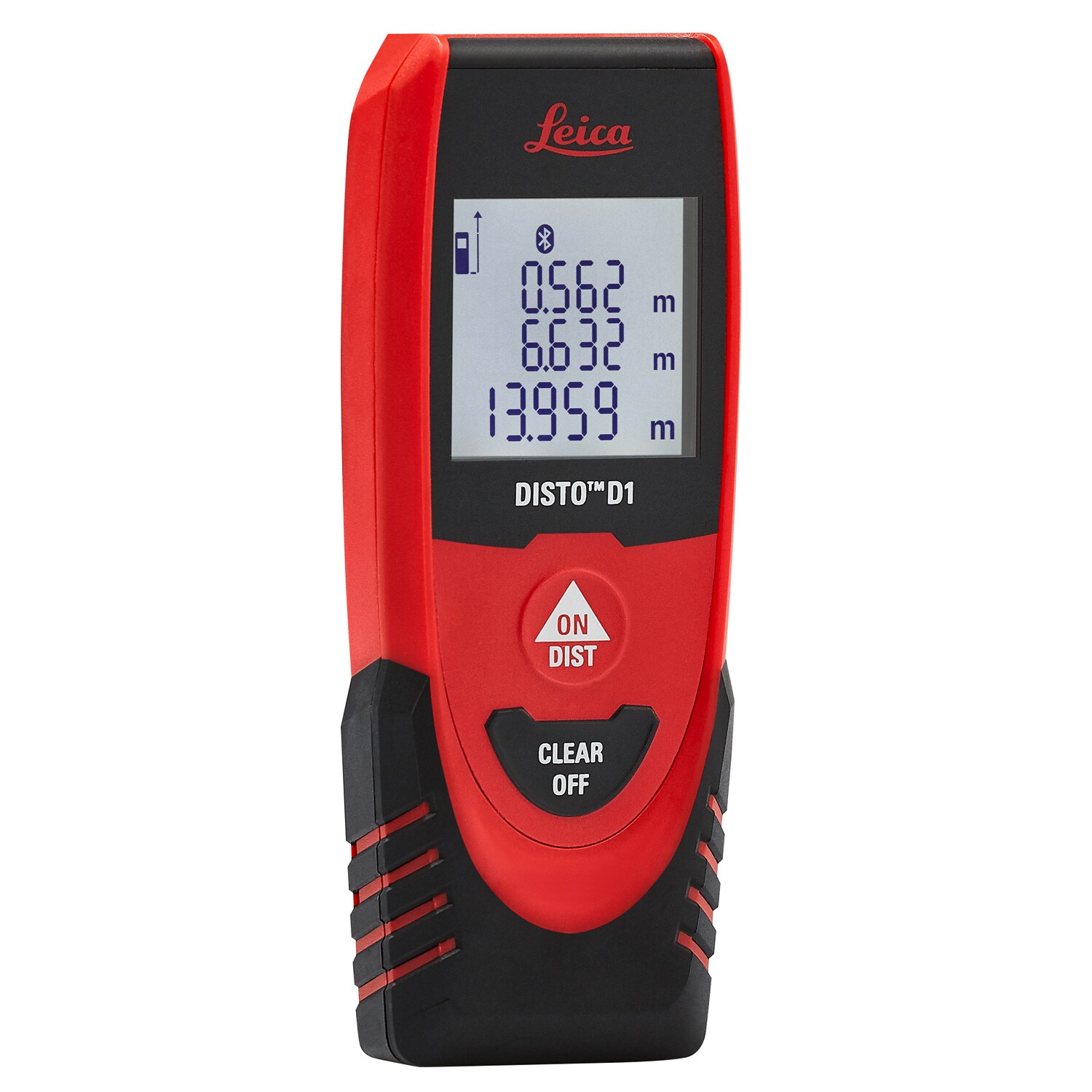 Medidor de distancia láser rojo para interiores de Leica Geosystems, con alcance de 120 pies, pantalla retroiluminada y compatibilidad con Bluetooth D1