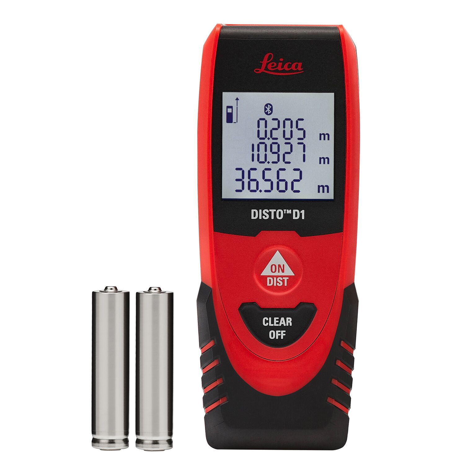 Medidor de distancia láser rojo para interiores de Leica Geosystems, con alcance de 120 pies, pantalla retroiluminada y compatibilidad con Bluetooth D1