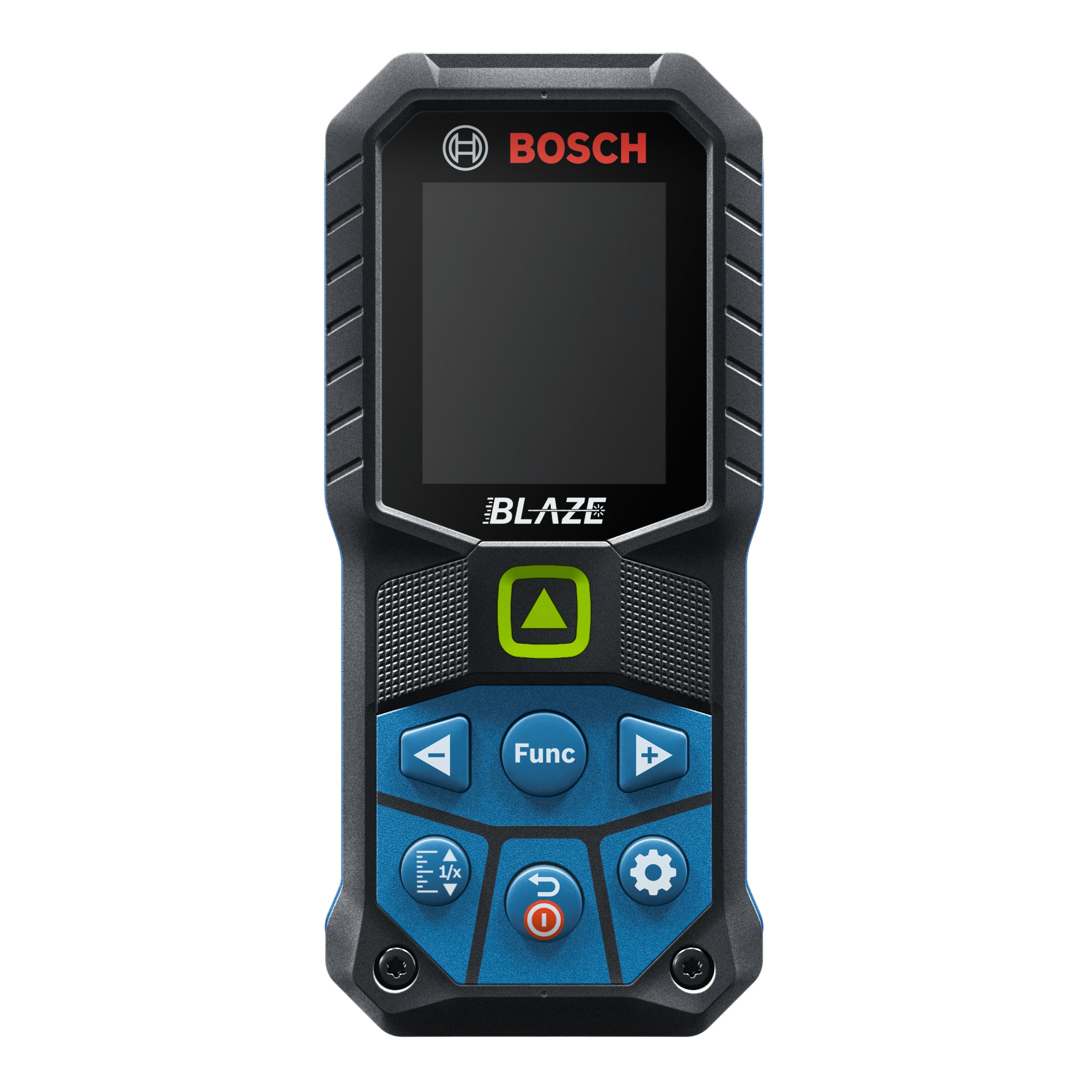 Medidor de distancia láser Bosch Blaze GLM165-27CGL de 165 pies para interiores con pantalla retroiluminada y compatibilidad Bluetooth GLM165-27CGL en verde.