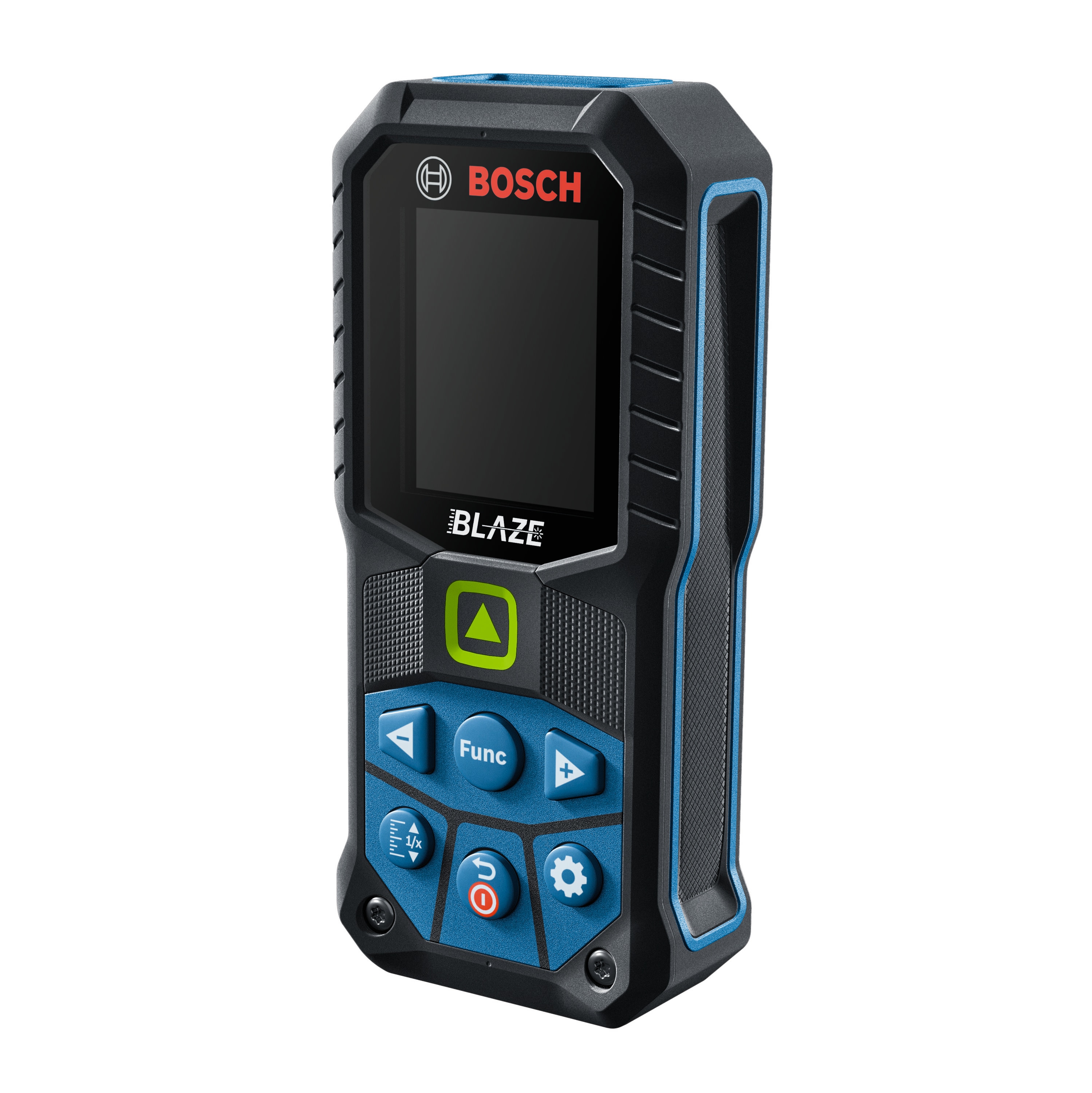 Medidor de distancia láser Bosch Blaze GLM165-27CGL de 165 pies para interiores con pantalla retroiluminada y compatibilidad Bluetooth GLM165-27CGL en verde.