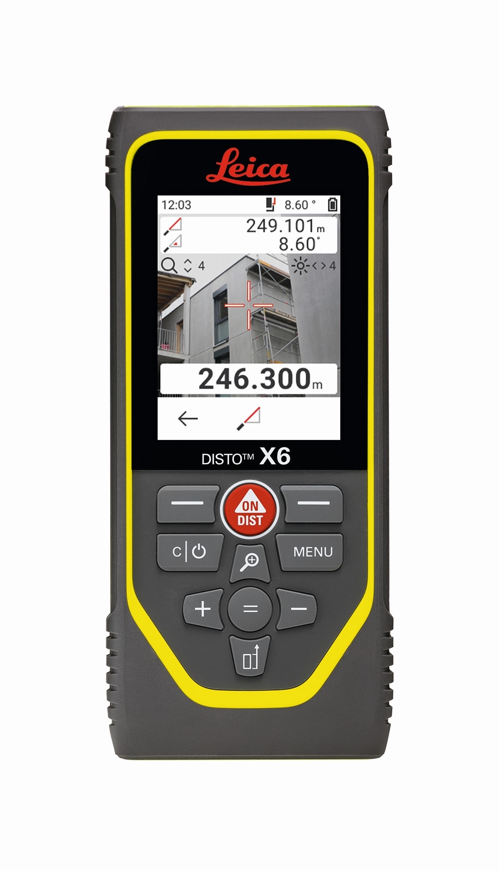 Medidor de distancia láser rojo para interiores y exteriores de Leica Geosystems de 800 pies con pantalla retroiluminada y compatibilidad con Bluetooth X6 PRO-KIT