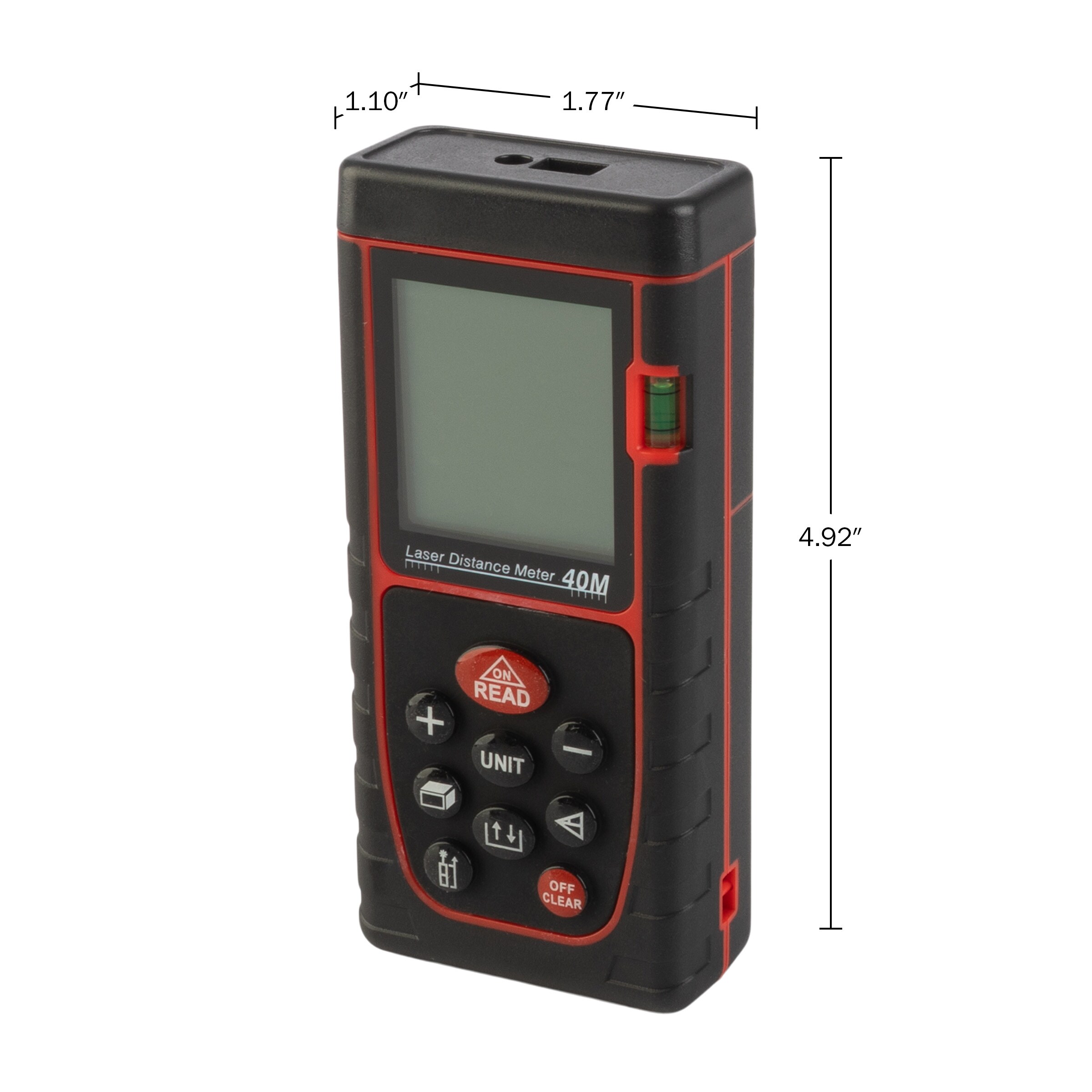 Medidor de distancia láser rojo para interiores/exteriores Stalwart de 130 pies con pantalla retroiluminada 75-PT2009