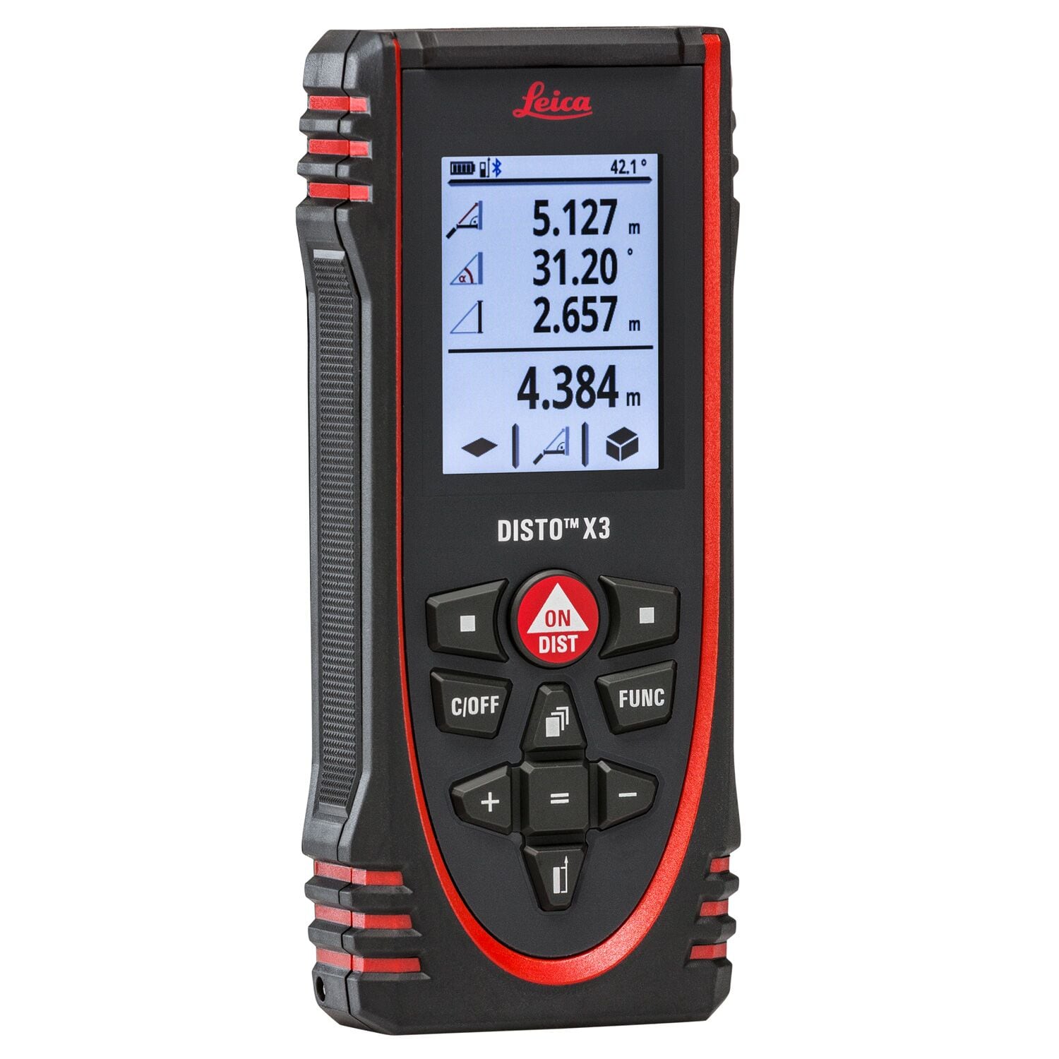 Medidor de distancia láser rojo para interiores de Leica Geosystems de 500 pies con pantalla retroiluminada y compatibilidad con Bluetooth X3