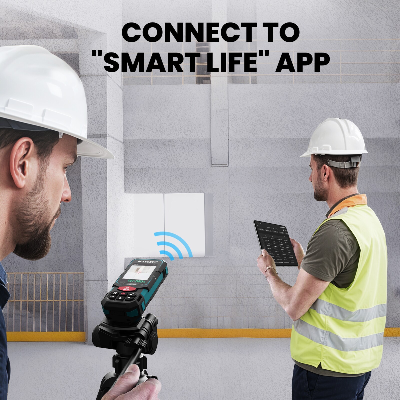 Medidor de distancia láser rojo S20(S7) de MILESEEY con localizador digital, sensor de inclinación, conectividad de aplicaciones, pantalla retroiluminada y compatibilidad con Bluetooth para uso en interiores y exteriores hasta 330 pies.