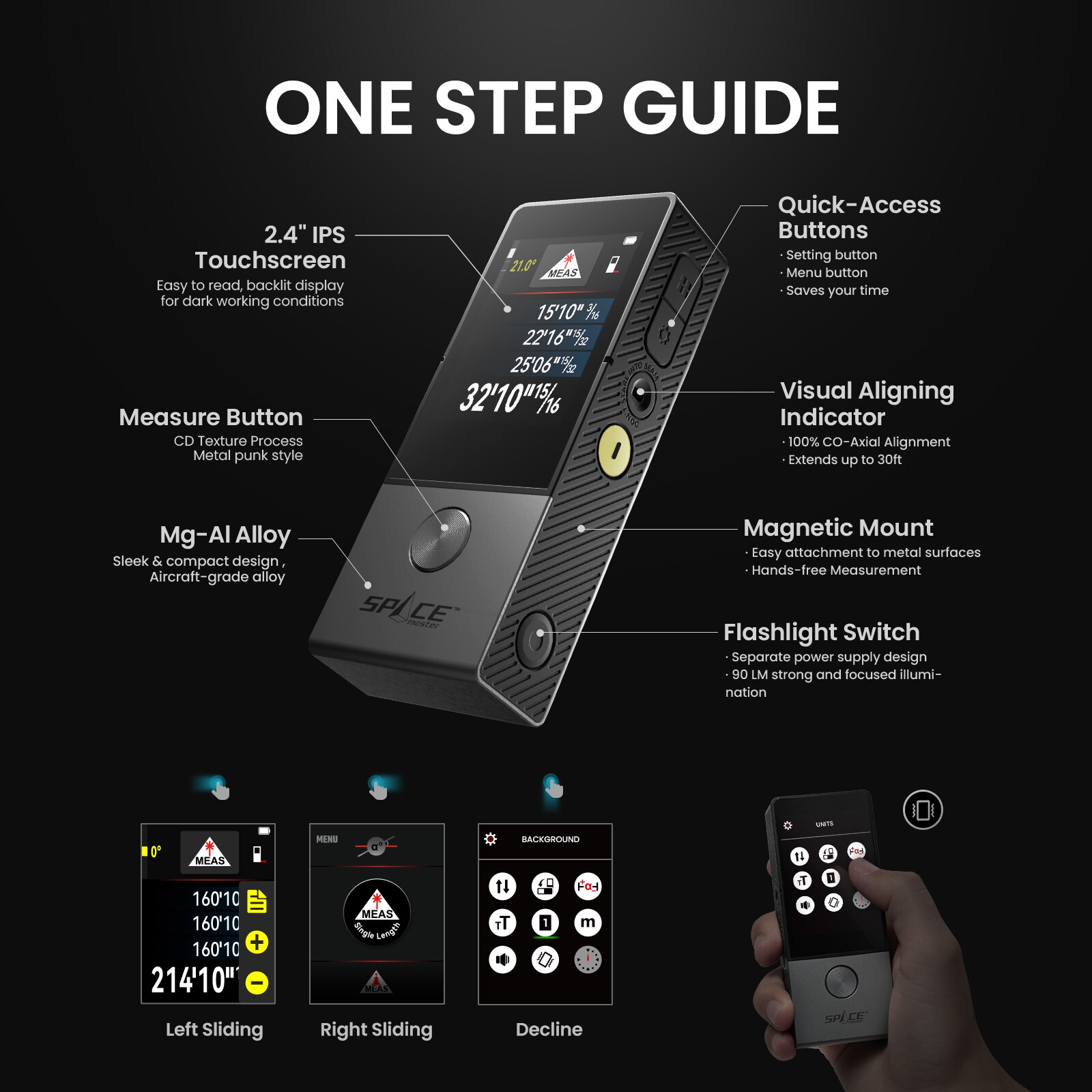 Medidor de distancia láser rojo MILESEEY DP9 PRO de 3 vías, calculadora inteligente, sincronización de aplicaciones, alcance de 330 pies, con pantalla retroiluminada y compatibilidad Bluetooth D9PRO para interiores y exteriores.