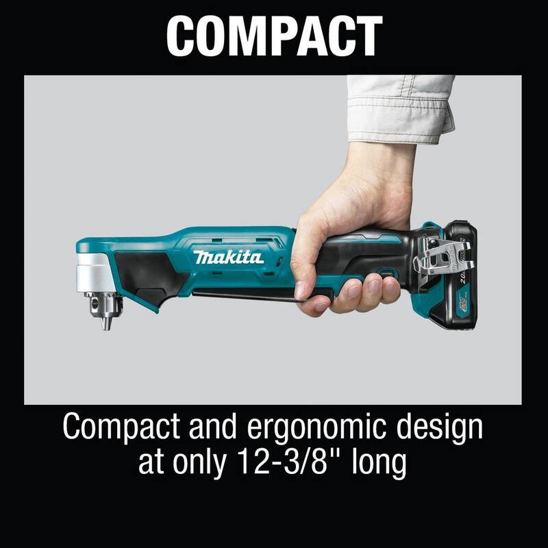 Makita 12V max CXT Kit de Taladro Inalámbrico de Ángulo Recto de 3/8 pulg. con batería de Ion de Litio (2.0 Ah) - AD03R1