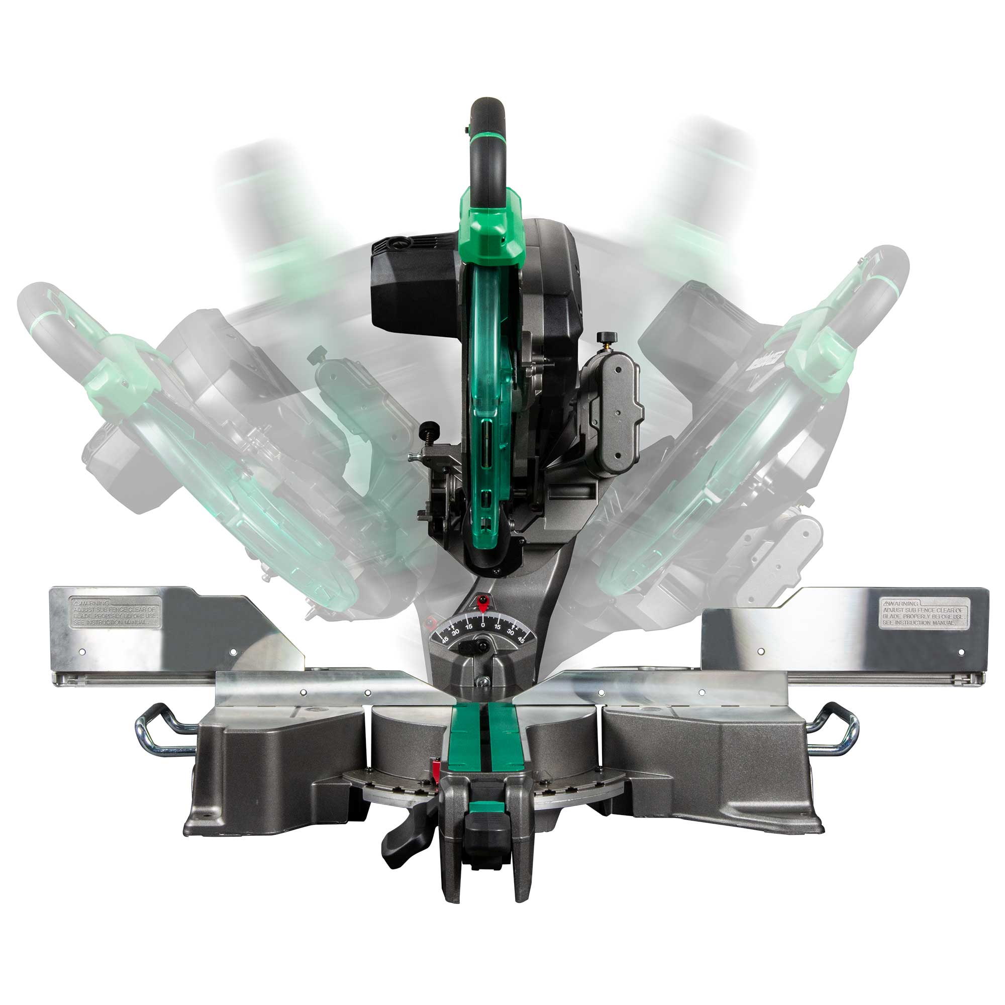Sierra ingletadora compuesta deslizante de bisel dual con cable de 12 pulgadas y 15 amperes Metabo HPT C12RSH3M
