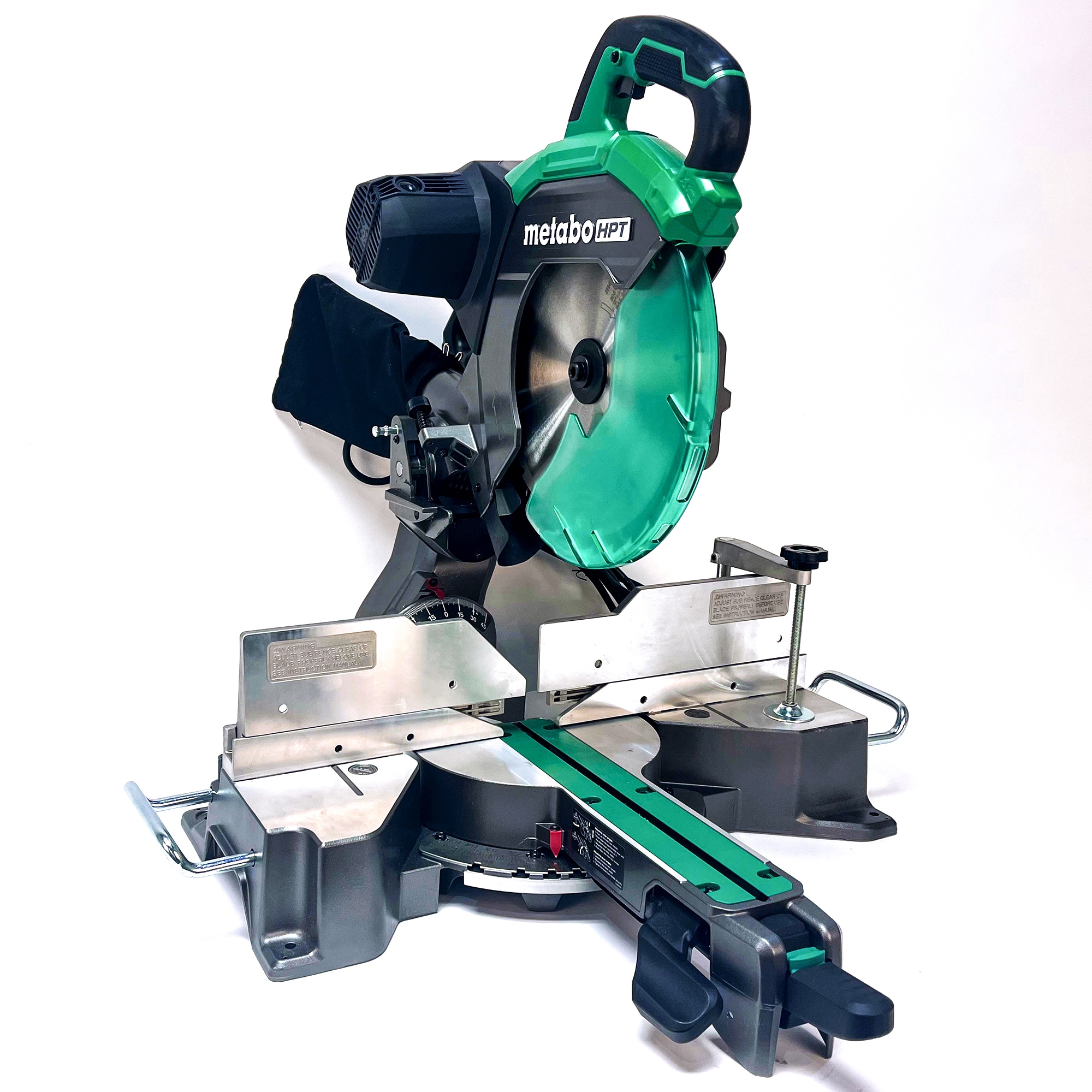 Sierra ingletadora compuesta deslizante de bisel dual con cable de 12 pulgadas y 15 amperes Metabo HPT C12RSH3M