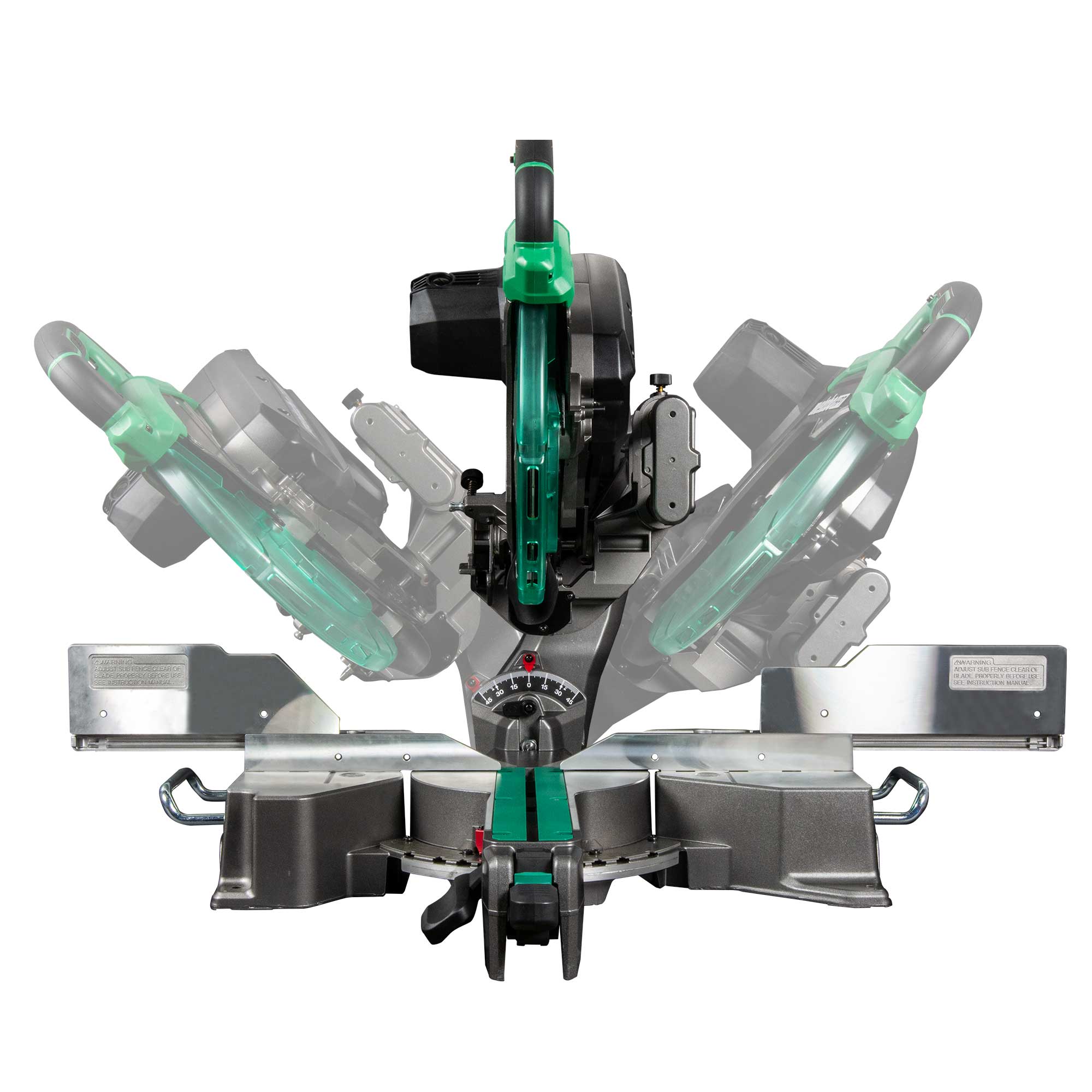 Sierra ingletadora compuesta deslizante de bisel dual con cable de 12 pulgadas y 15 amperes Metabo HPT C12RSH3M