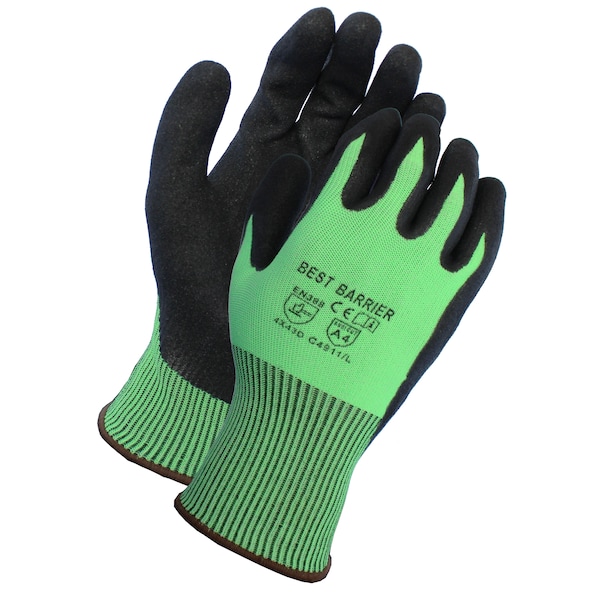 Mejores guantes de barrera A4, Hi Viz HPPE, de doble recubrimiento de nitrilo arenoso, M - C4911M12