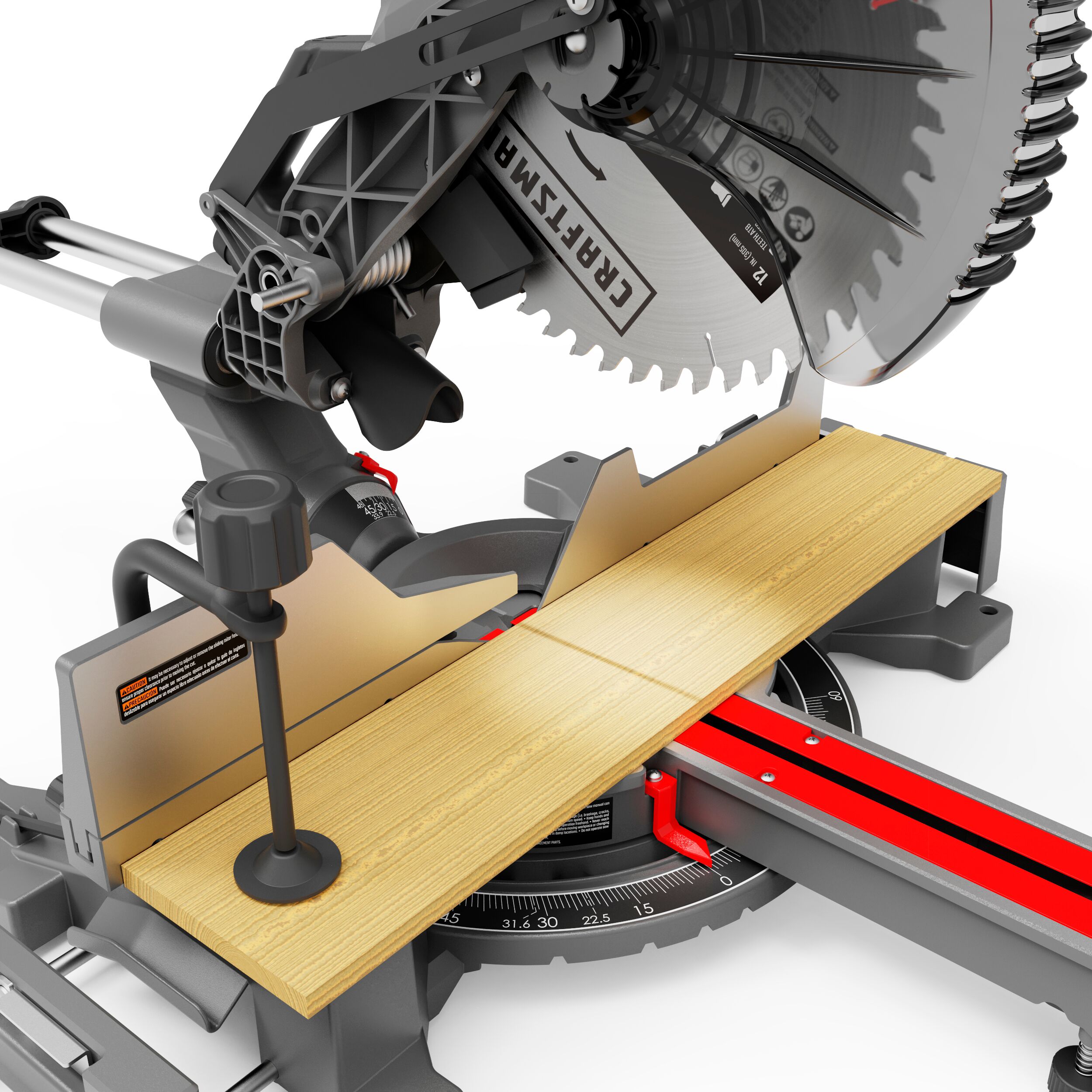 Sierra ingletadora compuesta deslizante de un solo bisel de 12 pulgadas y 15 amperios de CRAFTSMAN CMXEMAX69434505