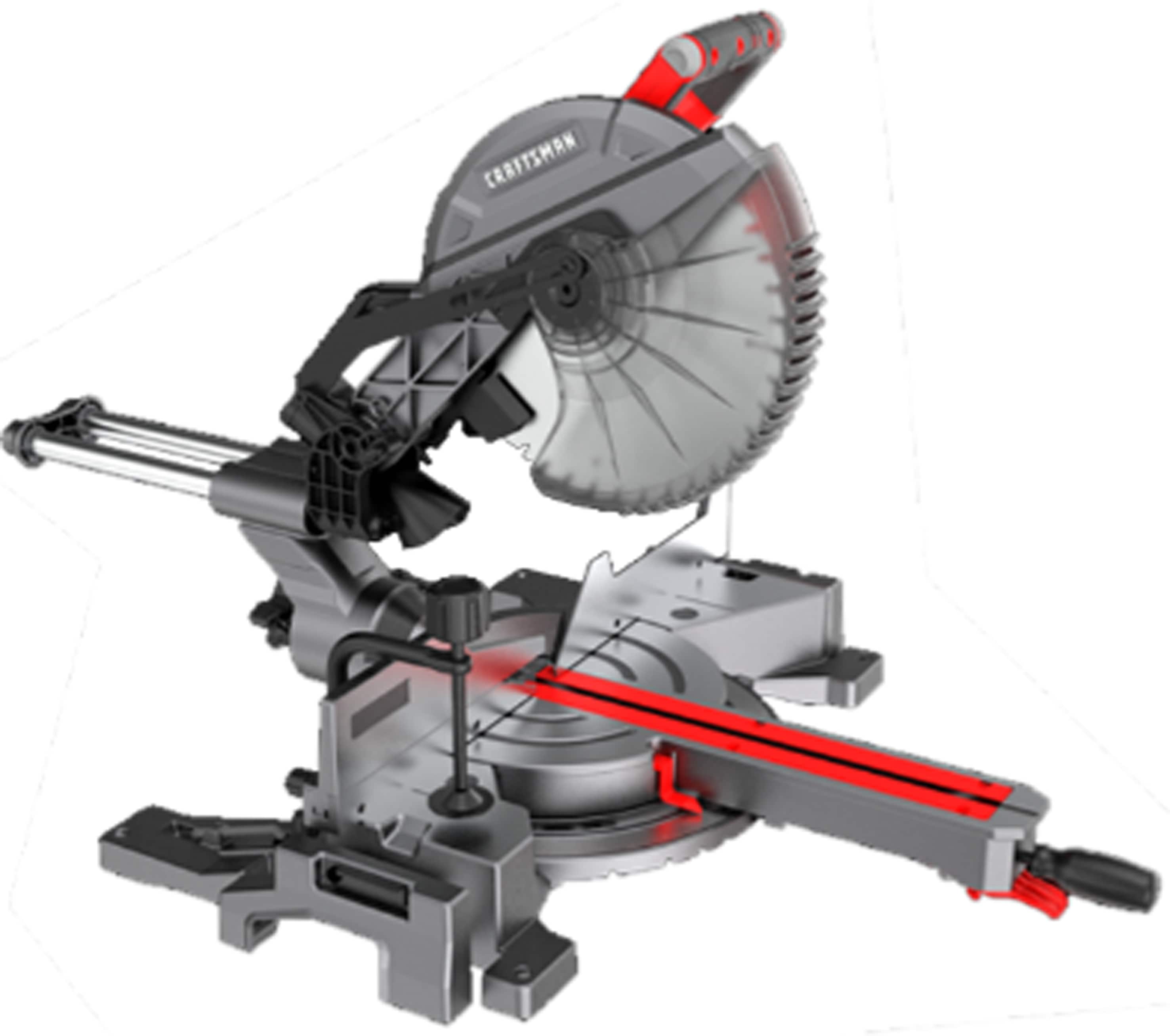 Sierra ingletadora compuesta deslizante de un solo bisel de 12 pulgadas y 15 amperios de CRAFTSMAN CMXEMAX69434505