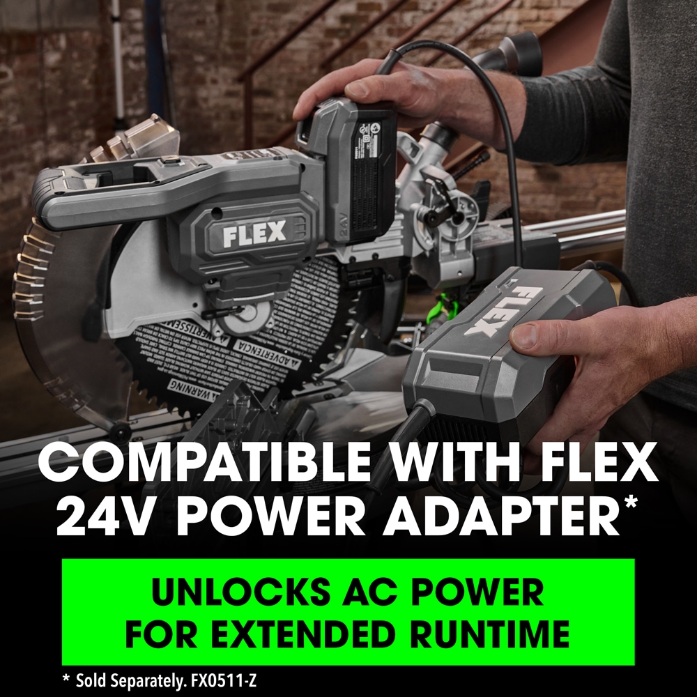 Sierra ingletadora compuesta híbrida de doble bisel deslizante de 12 pulgadas y 24 voltios con batería incluida "FLEX STACKED LITHIUM" FX7141A-1J