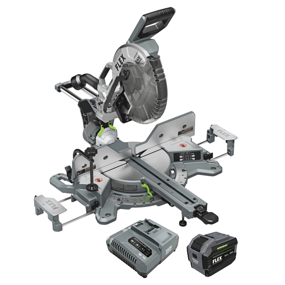 Sierra ingletadora compuesta híbrida de doble bisel deslizante de 12 pulgadas y 24 voltios con batería incluida "FLEX STACKED LITHIUM" FX7141A-1J