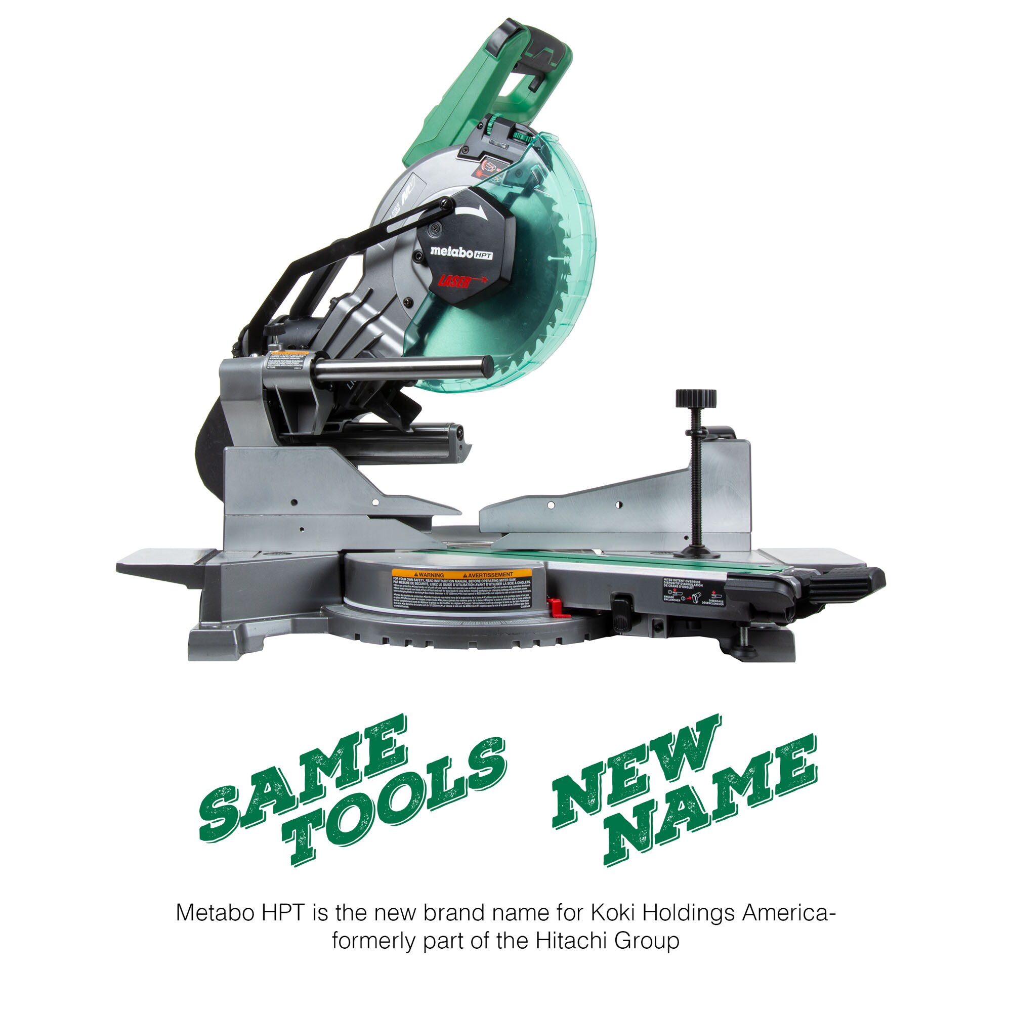 Sierra ingletadora compuesta deslizante híbrida de doble bisel de 36 voltios con guía láser (batería incluida) MultiVolt Metabo HPT 10 pulgadas C3610DRAQAM.