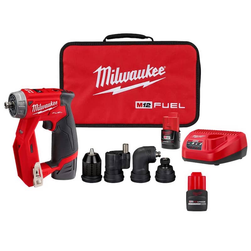 Milwaukee M12 FUEL 12V Lithium-Ion Inalámbrico Sin Escobillas 4 en 1 Kit de Instalación de Controlador de 3/8 pulg. con Paquete de Batería de Alto Rendimiento CP de 2.5 Ah - 2505-22-48-11-2425