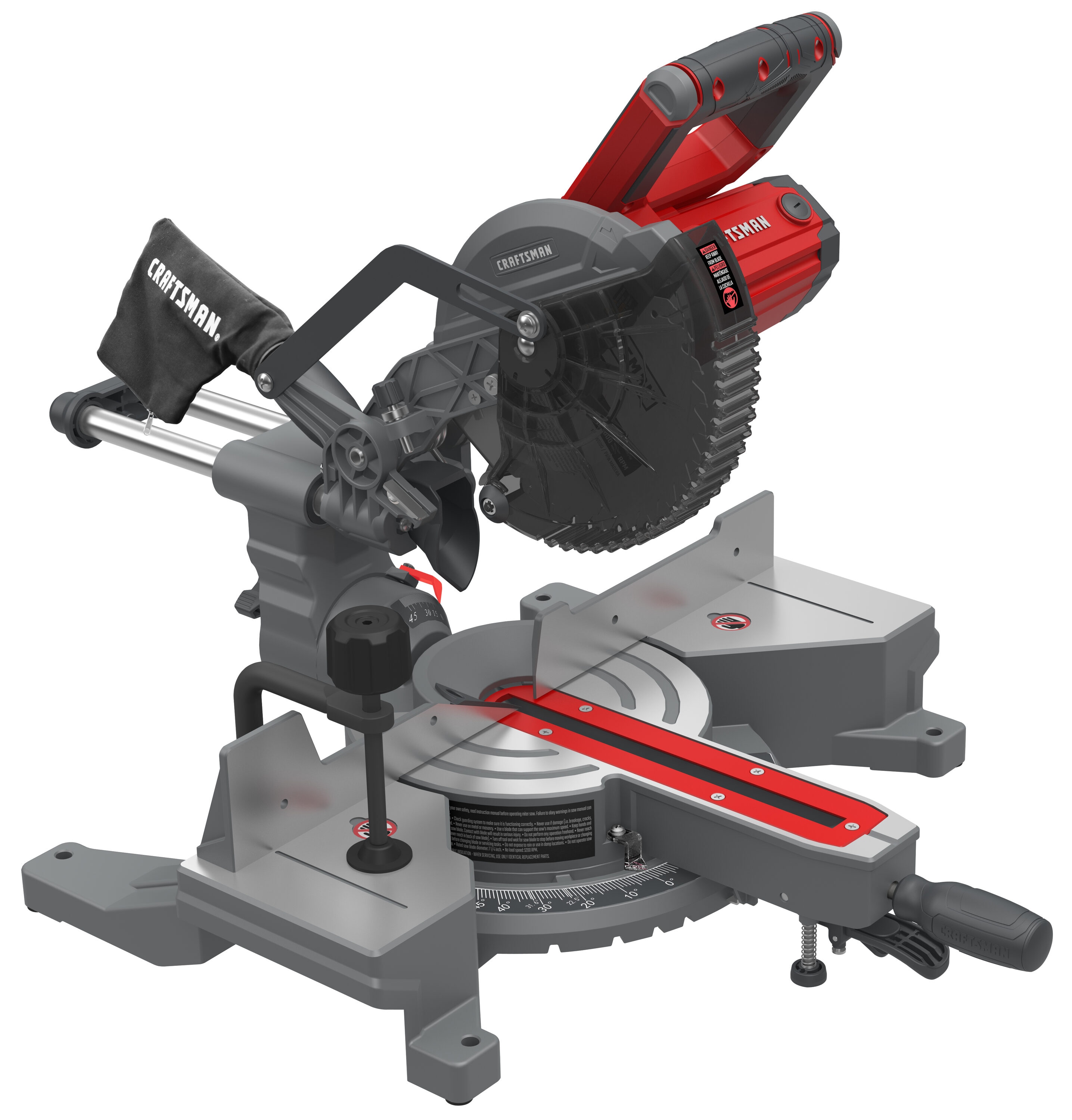 Sierra ingletadora compuesta deslizante con bisel sencillo de 7-1/4 pulgadas y 9 amperios de CRAFTSMAN CMXEMAX69434504