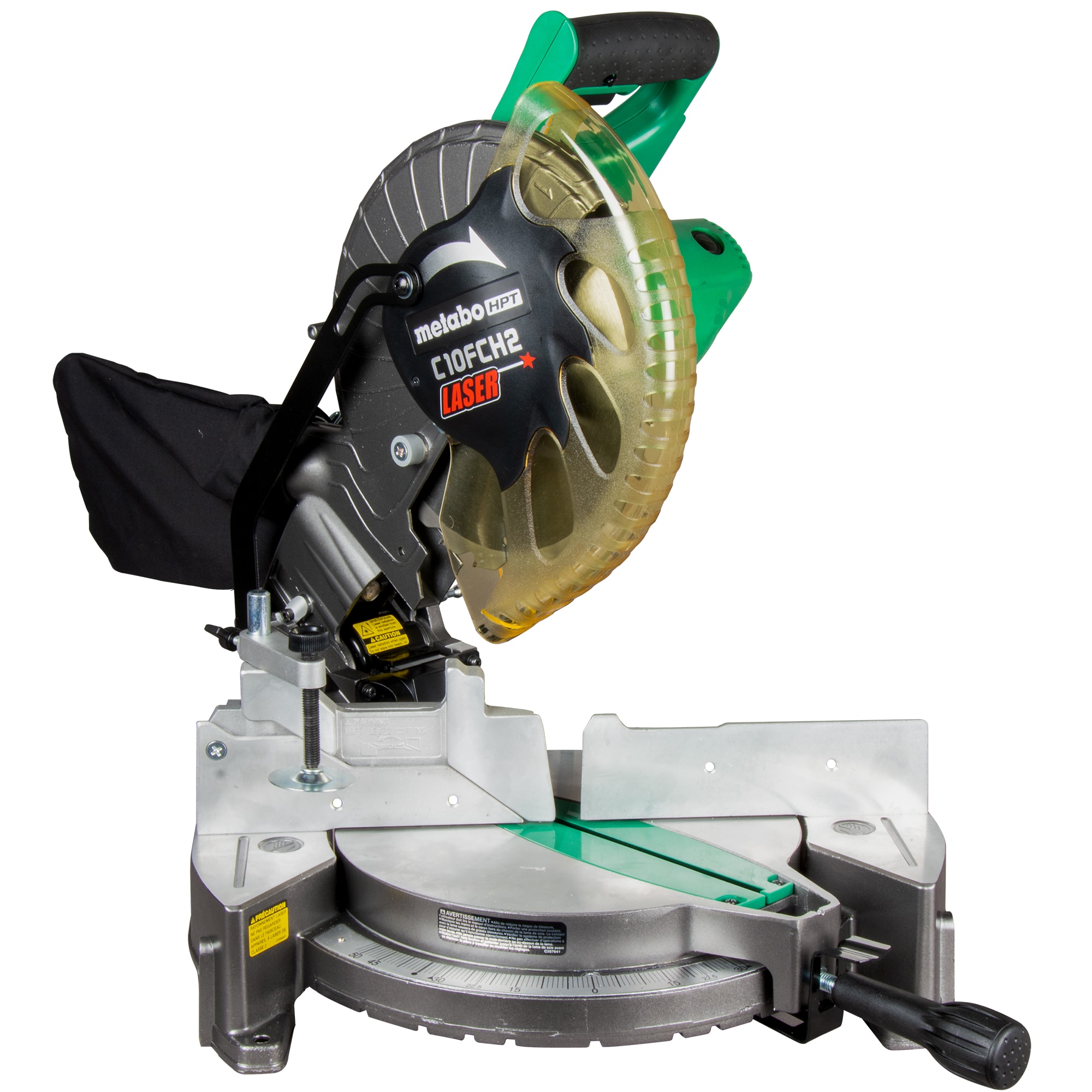 Sierra ingletadora compuesta con guía láser Metabo HPT de 10 pulgadas y 15 amperios de una sola biseladora con cable C10FCH2SM