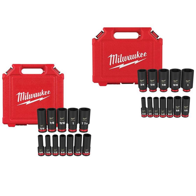 Juego de puntas de impacto de vaso profundo Milwaukee SHOCKWAVE de 1/2 pulg. y 3/8 pulg. (24 piezas) - 49-66-7011-49-66-7006