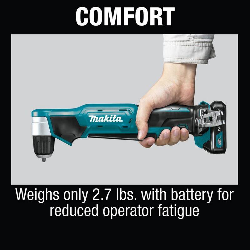 Makita 12V max CXT Kit de Taladro Angular Recto Inalámbrico de Ion de Litio de 3/8 pulg. (2.0 Ah) - AD04R1
