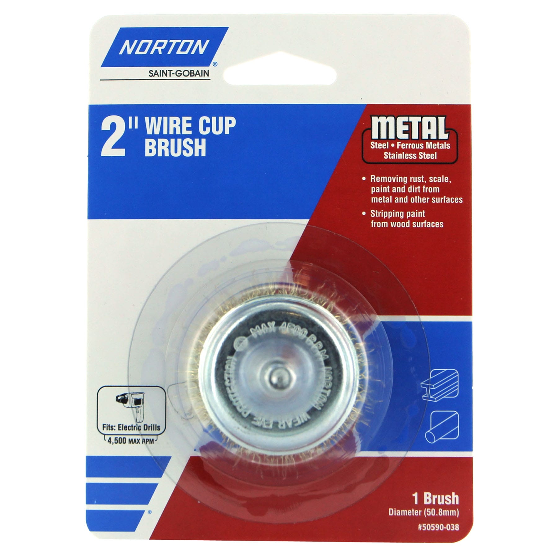 Cepillo de alambre grueso de 2 pulgadas para taladro eléctrico Norton 50590-038
