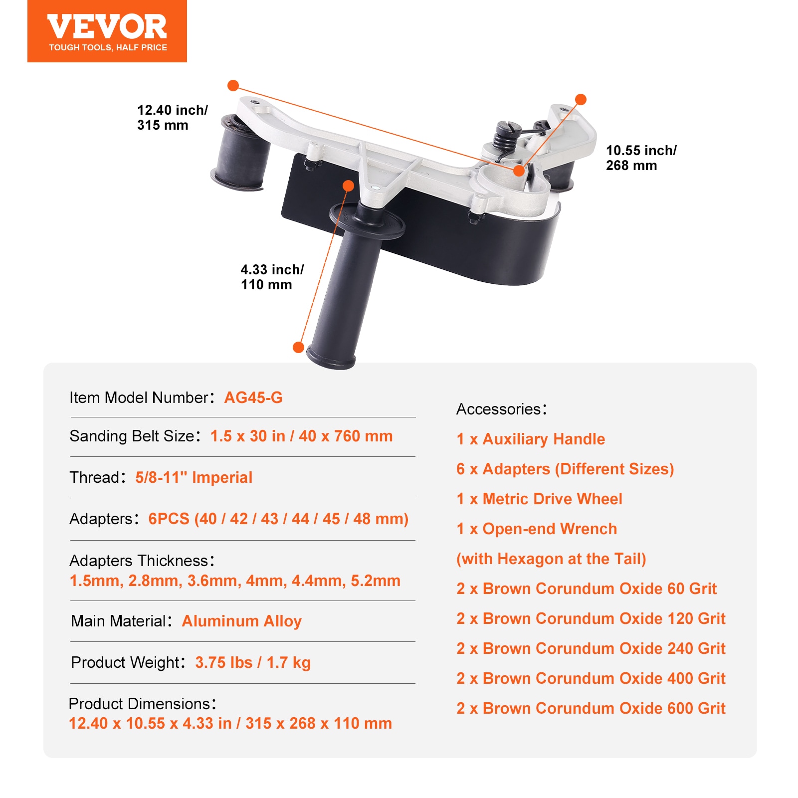 Correa de 1.5 pulgadas x 30 pulgadas VEVOR GDDMSPQ58110IYHLKV0
