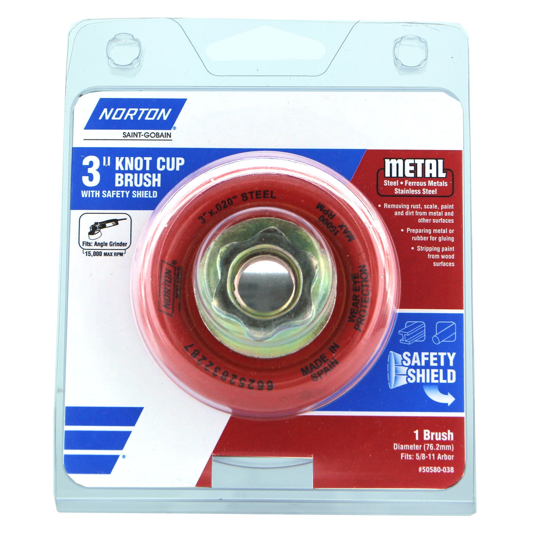 Cepillo de nudos Norton Knot Cup 3 pulgadas grueso para amoladora angular 50580-038