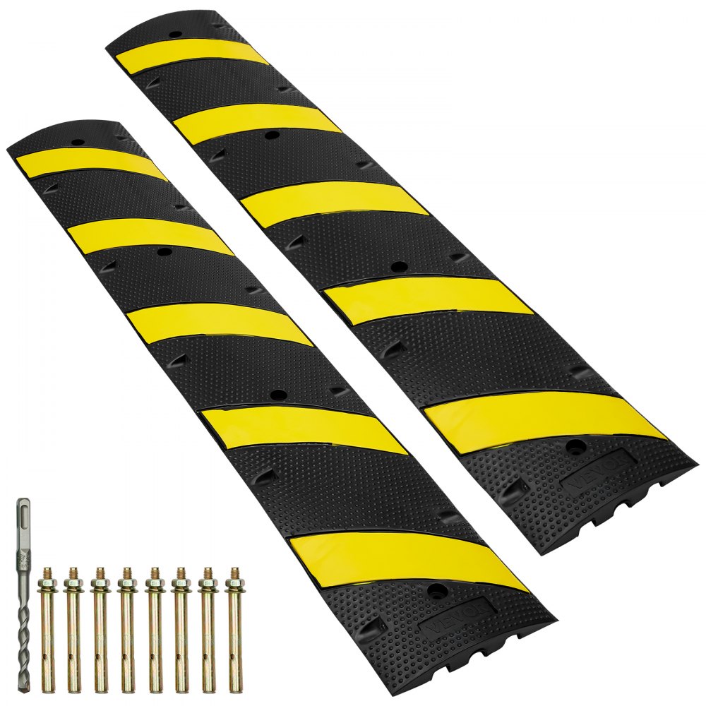VEVOR 2 PCs 72'' Rubber Speed Bump 2 Channel 22000lbs Load Heavy Duty Speed Hump - JSDDLBHQXJZTA59NFV0