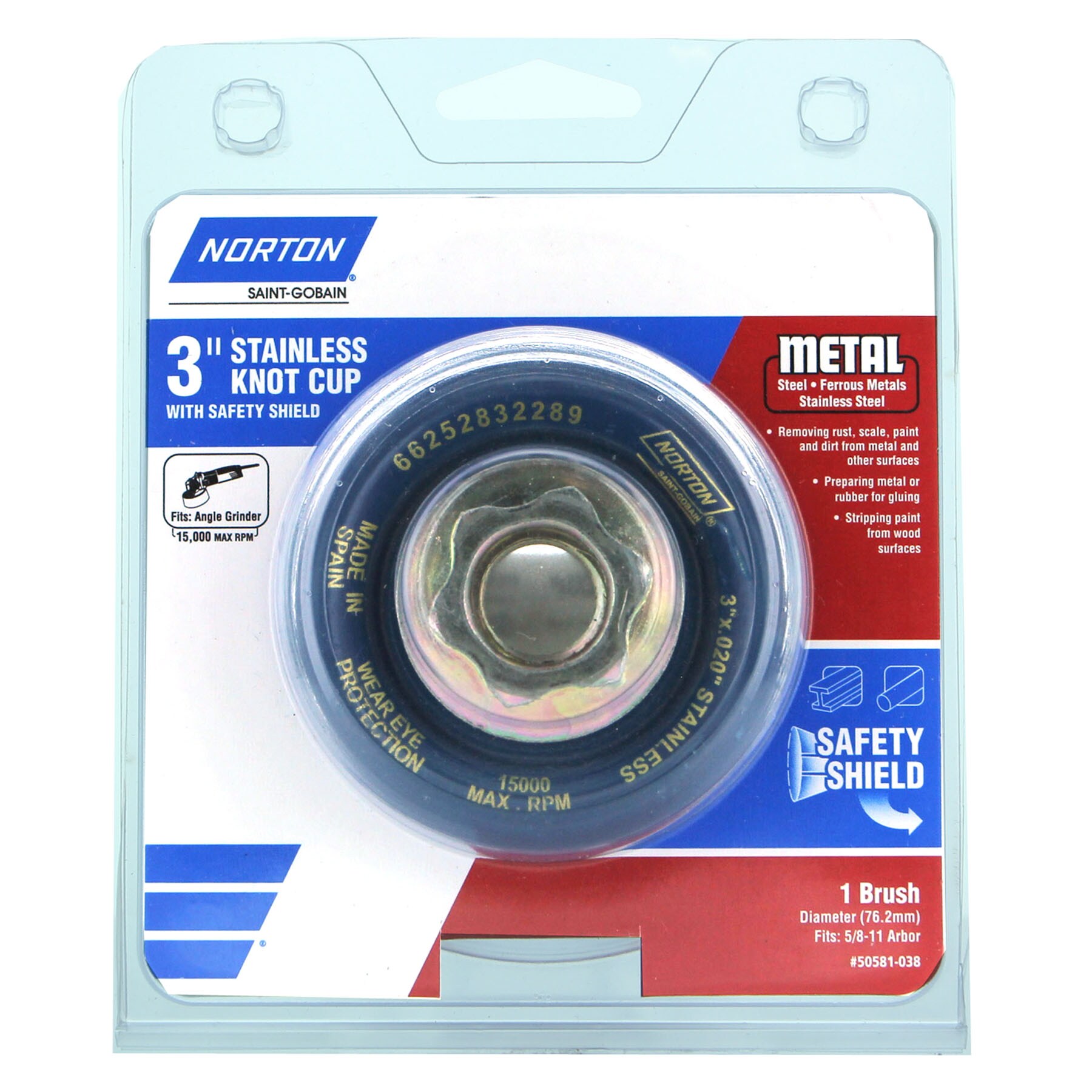 Copa de nudo Norton de 3 pulgadas para amoladora angular - Gruesa