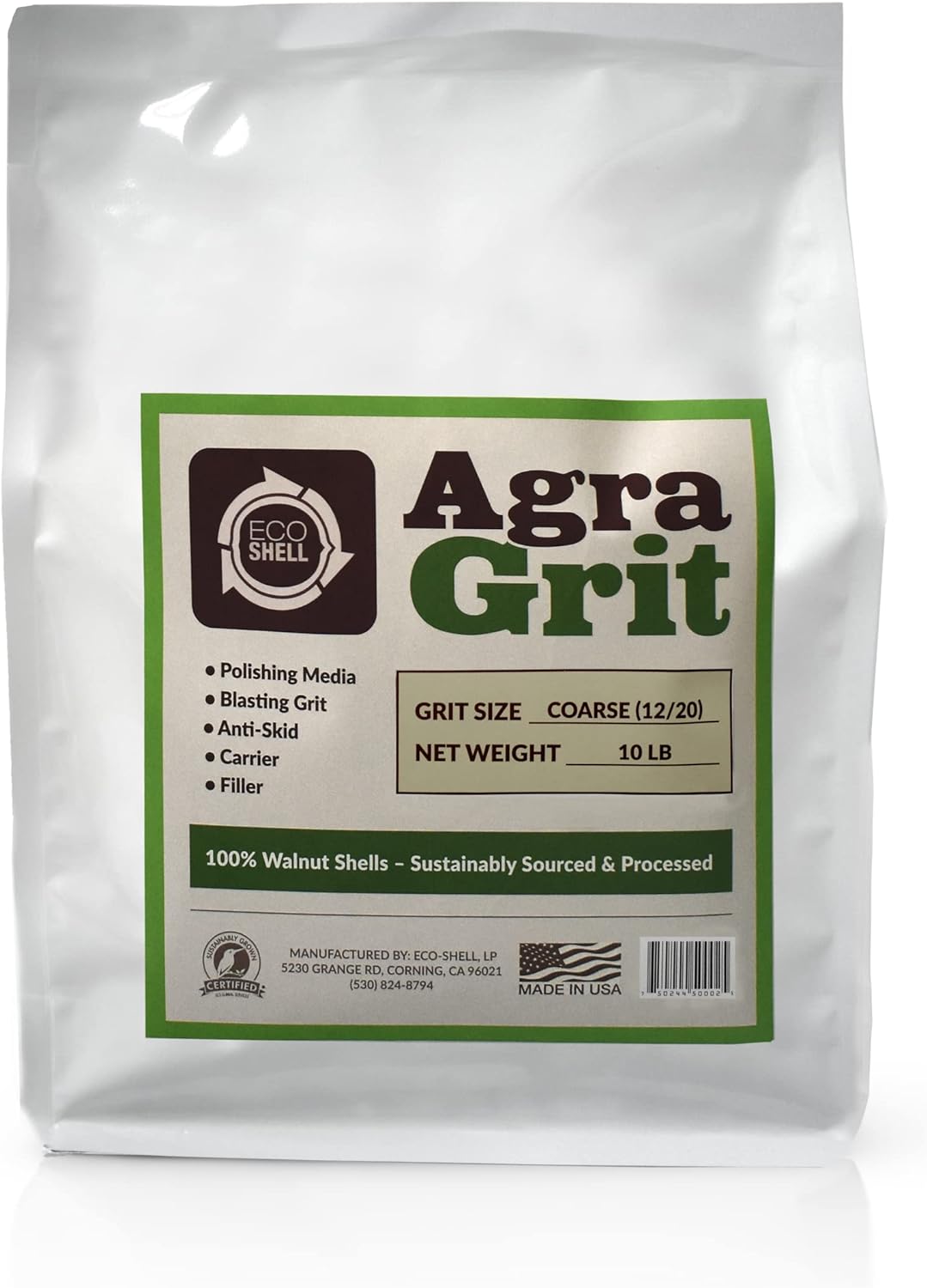 Caja de 10 libras de grano de nuez para chorro de medios abrasivos Agra Grit BGC10