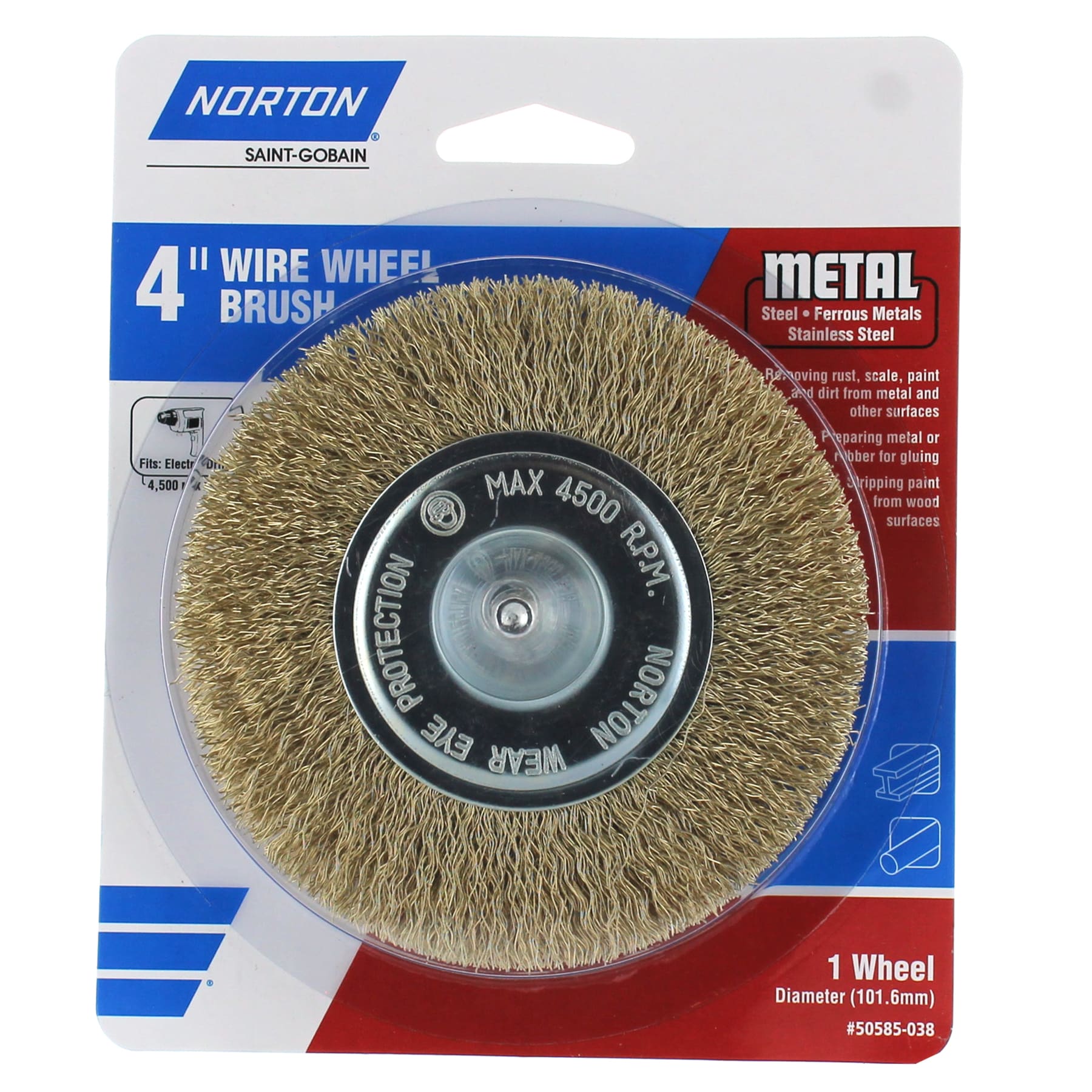 Rueda de alambre Norton de 4 pulgadas para taladro eléctrico 50585-038