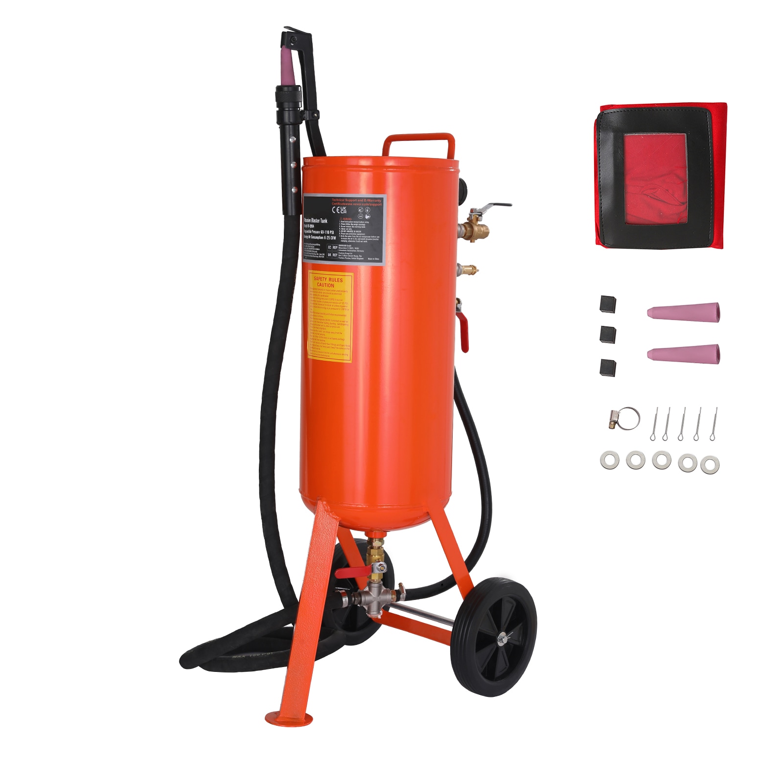 Chorro de arena de 10 galones VEVOR, 60-110 PSI 25-CFM Chorro de arena PSG10JL6125PCA4TFV0