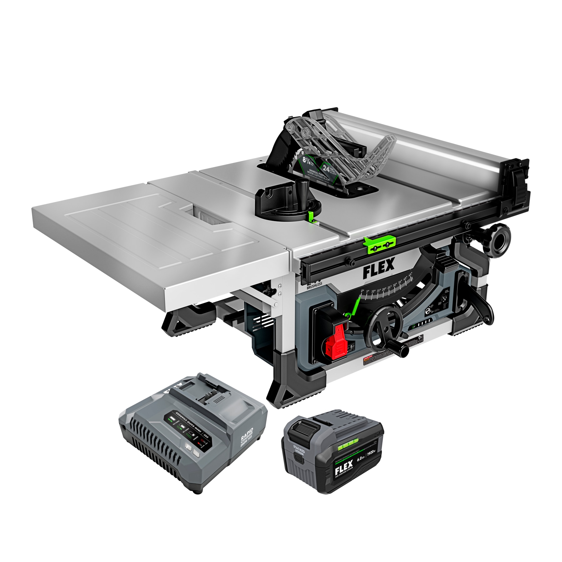 Sierra de mesa portátil híbrida de banco apilado de litio FLEX 8.25 pulgadas 24 voltios FX7211-1H