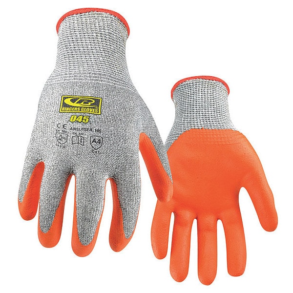 Guantes recubiertos Ansell, Nivel de corte 4, 13 ga, Gris, Naranja, XS - 045HD