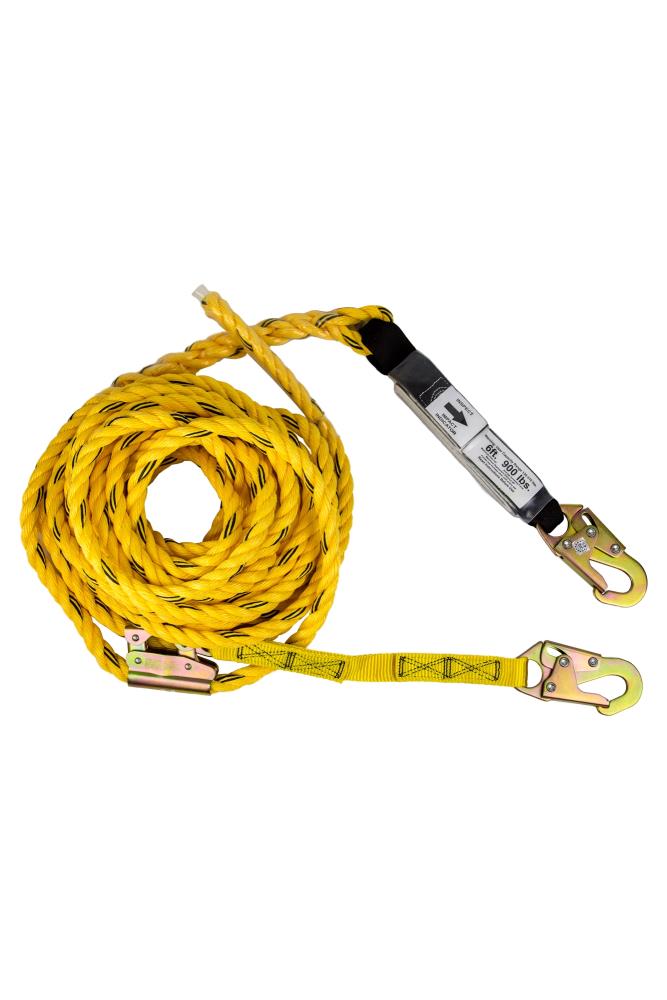 Kit completo de protección contra caídas Guardian Fall Protection - Arnés de cuerpo completo, punto de anclaje, línea de vida, porta guantes - Amarillo, grande 20815