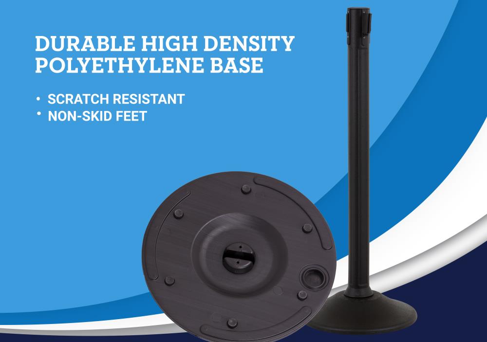 Poste de control Sentinel de US Weight con cinta retráctil negra de 6.5 pies - Montaje fácil que no requiere herramientas (paquete de 2) U3434