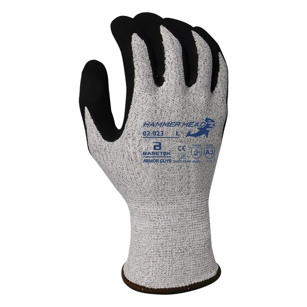 Guantes resistentes a cortes de Armor Guys, nivel de corte A3, 13g, sal y pimienta/negro, L - 02-023-L