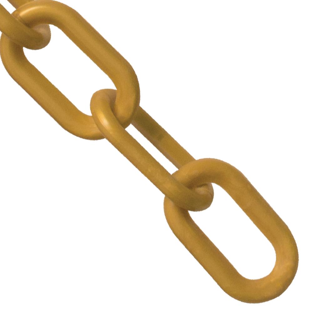 Cadena de barrera de plástico resistente dorada de 2 pulgadas (54 mm) x 25 pies Mr. Chain 51009-25