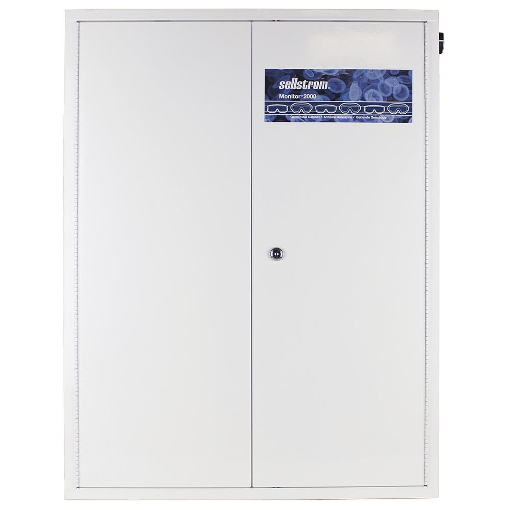 Gabinete esterilizador de anteojos de seguridad y gafas Sellstrom Monitor 2000, desinfectante de gafas y gafas protectoras germicida, tasa de eliminación del 99.4%, blanco S90494