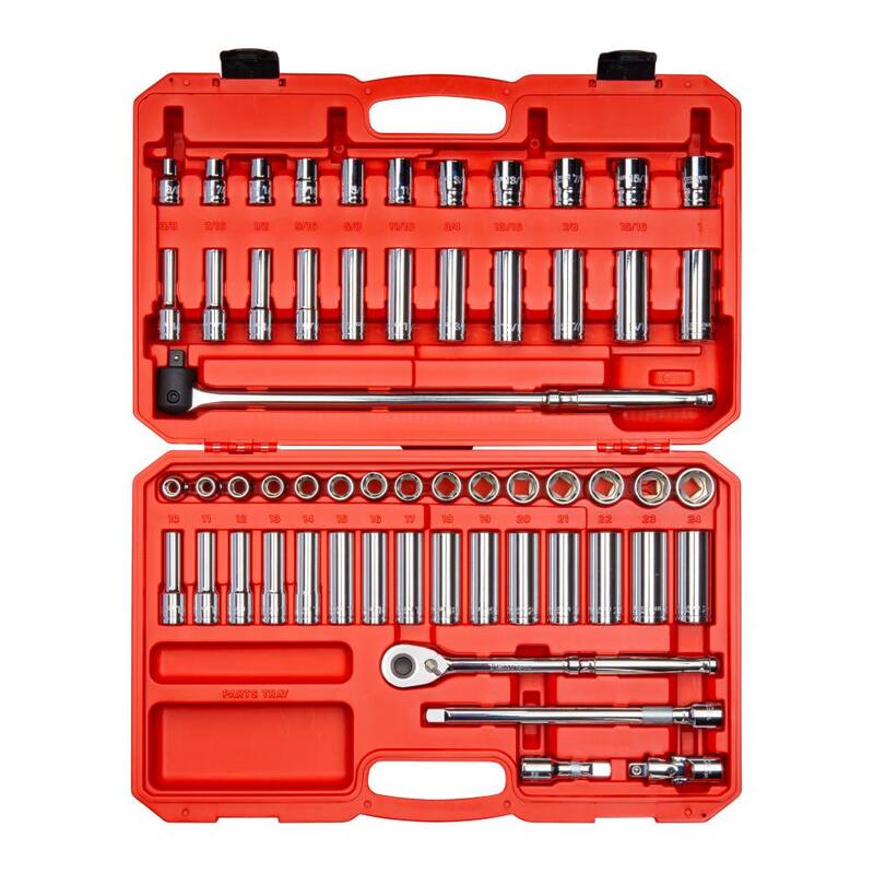 Set de Llave de Trinquete y Dados de 6 Puntas TEKTON de 1/2 pulgadas, del 3/8 al 1 pulgada, 10 mm a 24 mm (58 piezas) - SKT25301