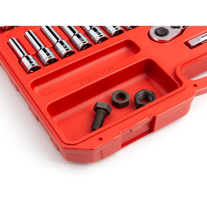Set de Llave de Trinquete y Dados de 6 Puntas TEKTON de 1/2 pulgadas, del 3/8 al 1 pulgada, 10 mm a 24 mm (58 piezas) - SKT25301