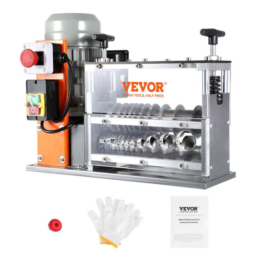 VEVOR Automatic Wire Stripping Machine, 0.06''-1.26'' Electric Motorized Cable Stripper, 750 W, 98 ft/min Wire Peeler with Visible Stripping Depth Reference, 10 Channels for Scrap Copper Recycling - B750W101538MMFDI9V1