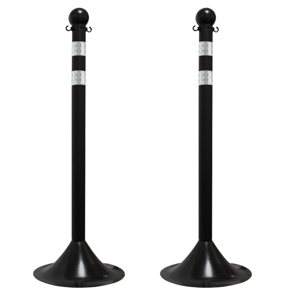 Poste divisor portátil negro de deber ligero con franjas reflectantes (paquete de 2) 91550-2