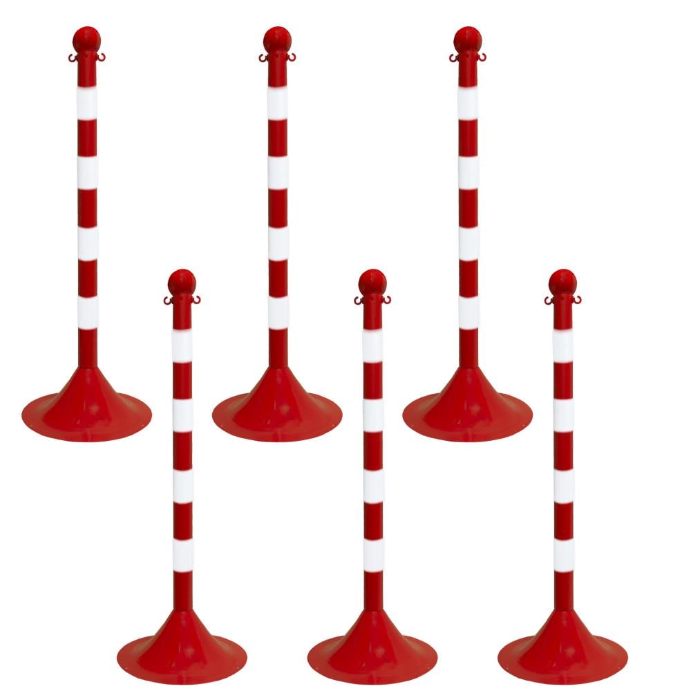 Poste de señalización de trabajo ligero con franjas rojas/blancas Mr. Chain (paquete de 6) 91535-6